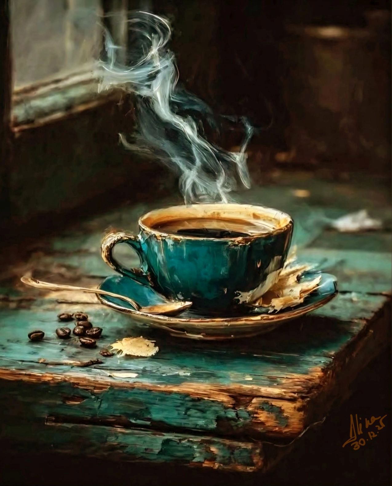 ArteDiAlina.com painting: My kingdom for a coffee